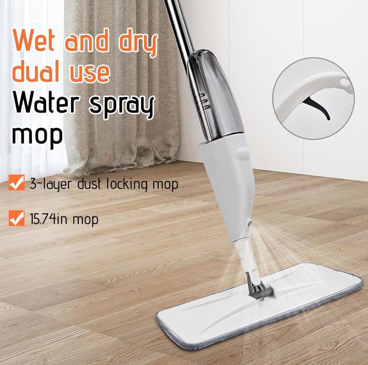 D2 Spray Floor Mop Lazy Water Spray Mop Household Wooden Mop EmirixVibe